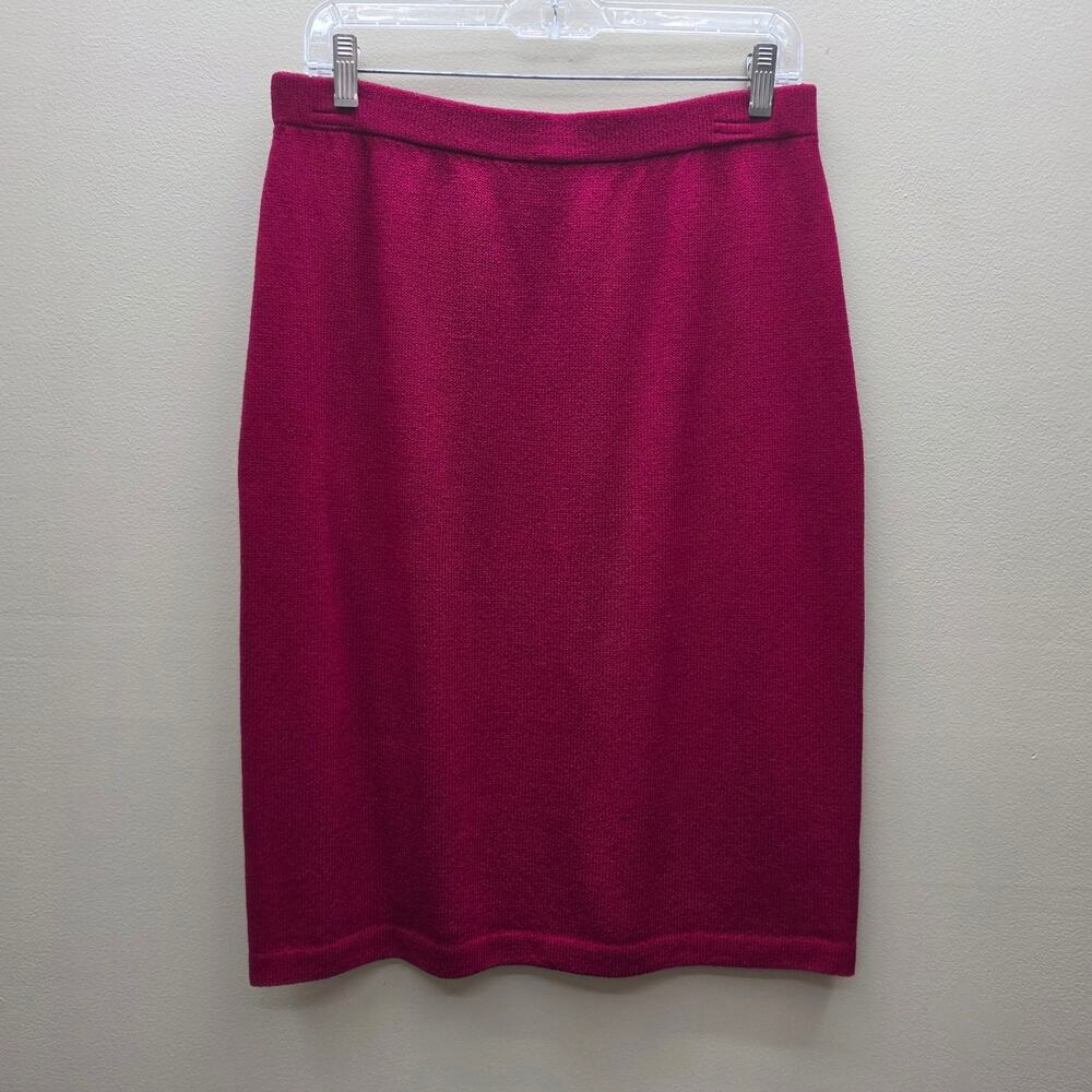 St. John Collection Santana Knit Pencil Skirt Red Size 10 Office Work Old Money
